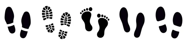 Значок Следа Разные Человеческие Следы Силуэт Отпечатков Ног Векторная Иллюстрация — стоковый вектор