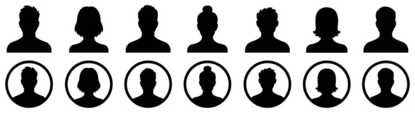Чоловіча Жіноча Голова Силуети Аватар Профільні Значки Векторні Ілюстрації — стоковий вектор