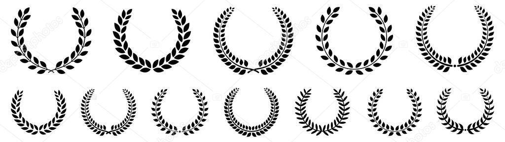 Laurel wreath silhouette set. Laurel wreath icon collection. Vector illustration