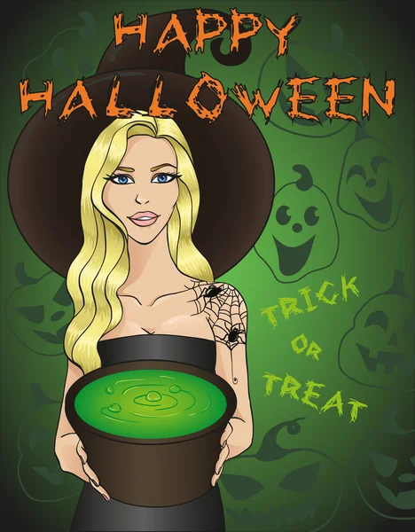 Halloween-Hexenparty — Stockvektor