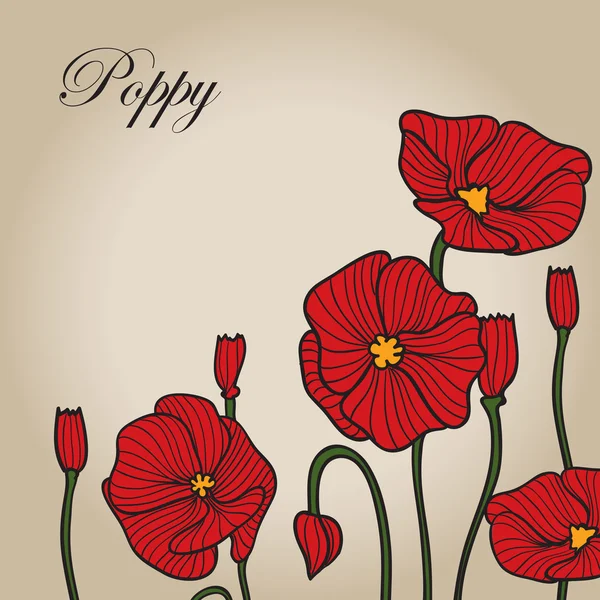 Red poppy sketch 2 — Stock Vector