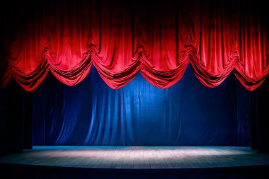 Theater curtain with dramatic lighting clipart