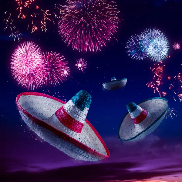 Mexican hats or sombreros in the sky — Stock Photo, Image