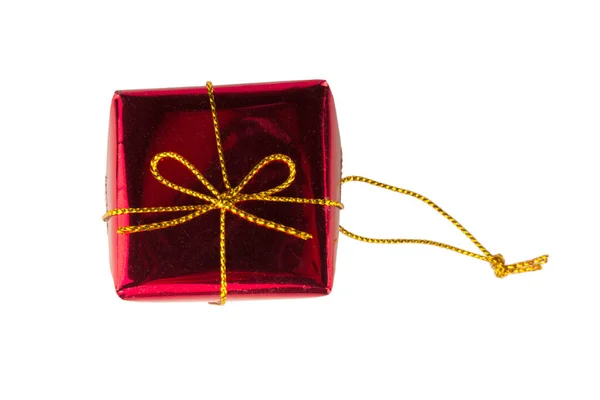 Коробка Рождество Красный Изолирован Белом Фоне — стоковое фото