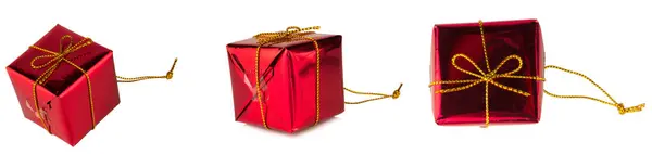 Box Vánoční Červená Izolované Bílém Pozadí — Stock fotografie