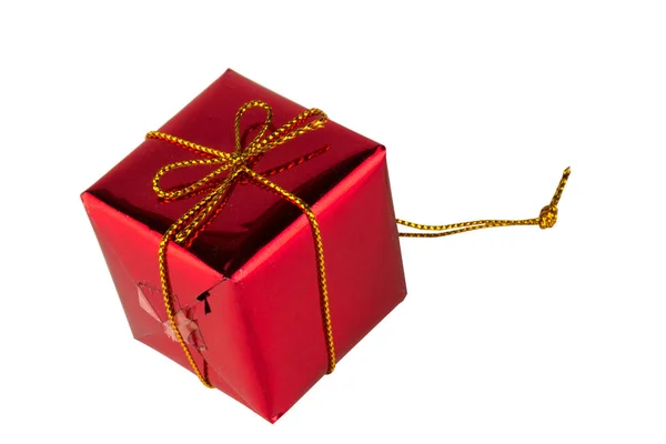 Box Vánoční Červená Izolované Bílém Pozadí — Stock fotografie
