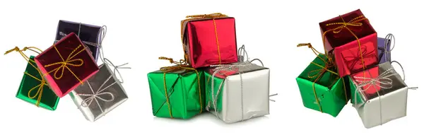 Box Vánoční Hromada Prostoru Izolované Bílém Pozadí — Stock fotografie