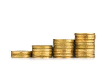 Altın sikke beyaz arkaplanda izole.