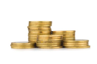 Altın sikke beyaz arkaplanda izole.