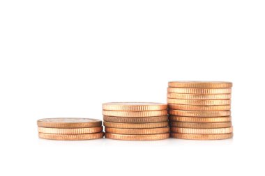 Bozuk para bakırı beyaz arkaplanda izole.