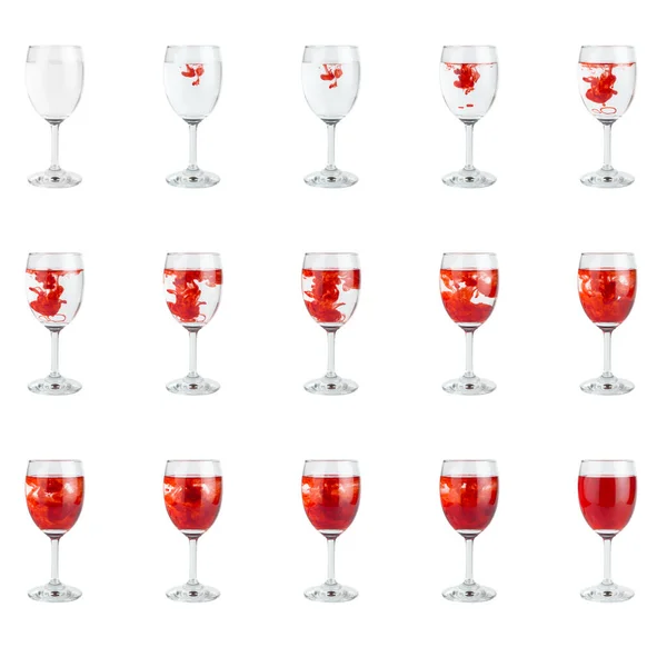 Tusz Szklany Woda Wino Izolowane Białym Tle — Zdjęcie stockowe