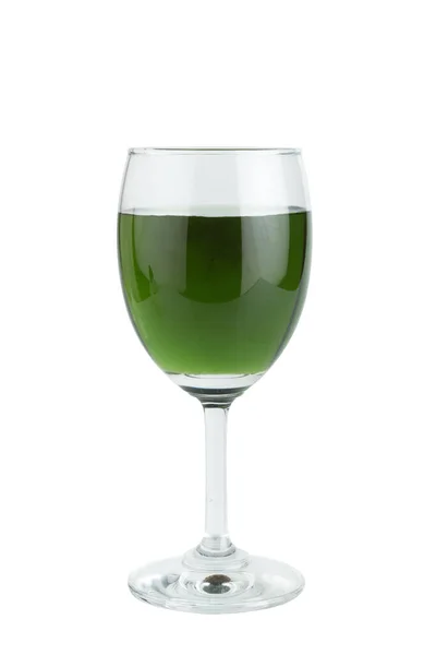 Glas Vatten Vin Bläck Isolerad Vit Bakgrund — Stockfoto