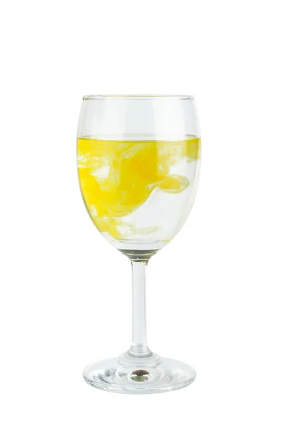 Glas Wasser Wein Tinte Isoliert Auf Weißem Hintergrund — Stockfoto