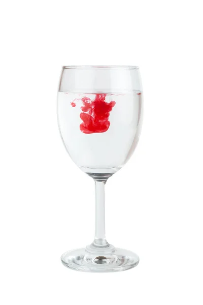 Tinta Vinho Água Vidro Isolada Fundo Branco — Fotografia de Stock