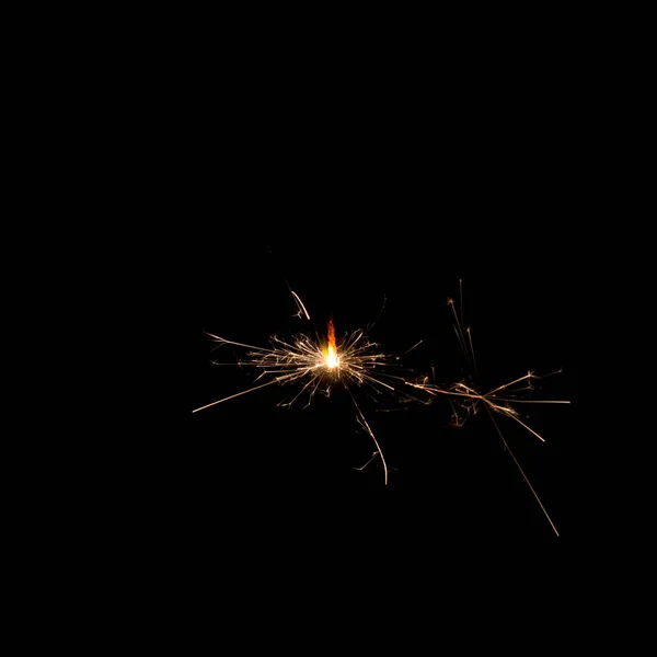 Cracker Fire Black Background Dark — Stock Photo, Image