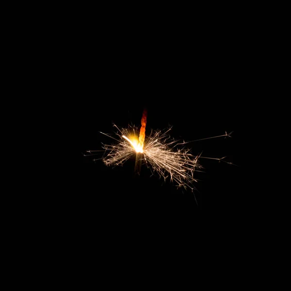 Cracker Fire Black Background Dark — Stock Photo, Image