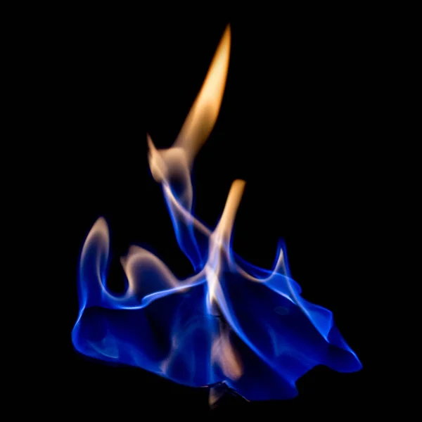 Tűz Kék Forró Fekete Háttér — Stock Fotó