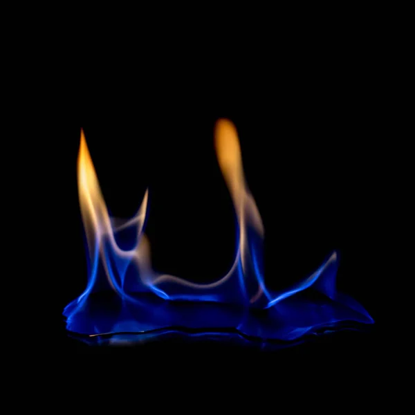 Fogo Azul Quente Fundo Preto — Fotografia de Stock