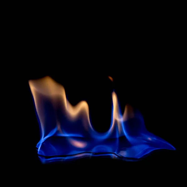 Fogo Azul Quente Fundo Preto — Fotografia de Stock