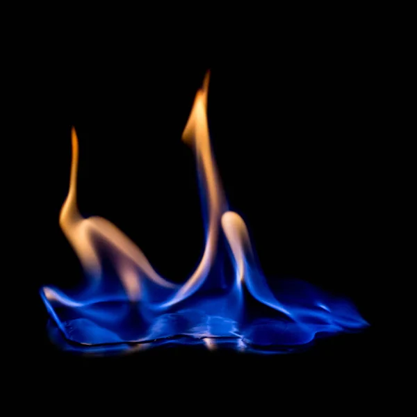 Fogo Azul Quente Fundo Preto — Fotografia de Stock