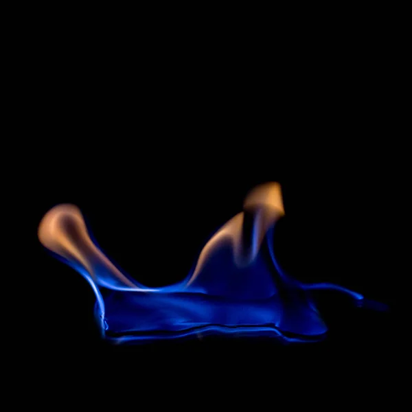 Fuoco Blu Caldo Sfondo Nero — Foto Stock