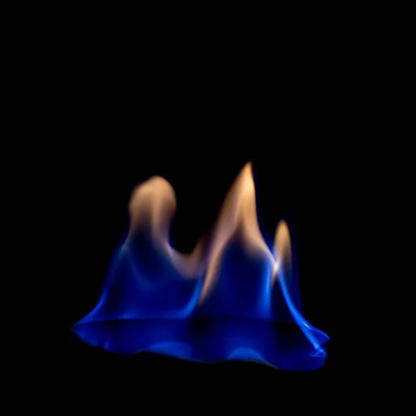 Oheň Modrá Horká Černém Pozadí — Stock fotografie