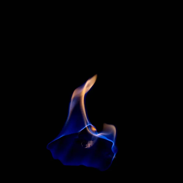 Fuoco Blu Caldo Sfondo Nero — Foto Stock