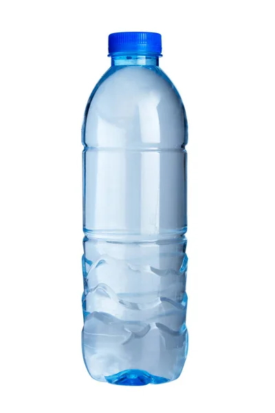 瓶装水蓝色 白色背景隔离 — 图库照片