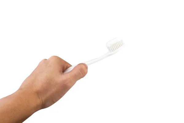 Toothpaste Toothbrush Hand Isolated White Background — Stock Photo, Image