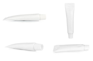 beyaz arkaplanda izole edilmiş diş macunu rengi.