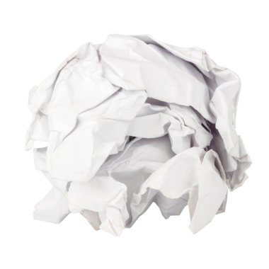 Kağıt top beyaz arkaplanda izole edildi.