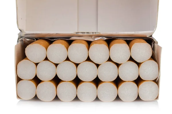 Συσκευασία Τσιγάρων Που Απομονώνεται Λευκό Φόντο — Φωτογραφία Αρχείου