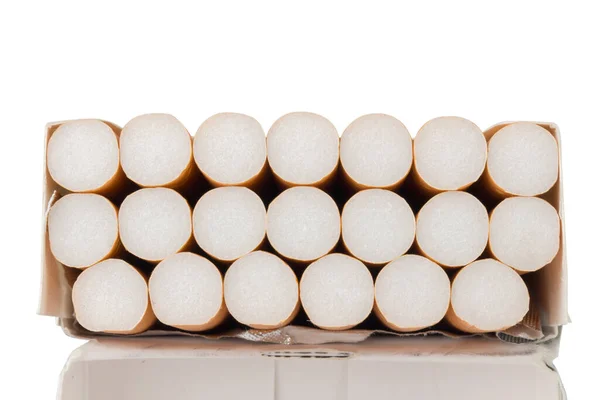 Cigarettacsomagolás Izolálva Fehér Alapon — Stock Fotó
