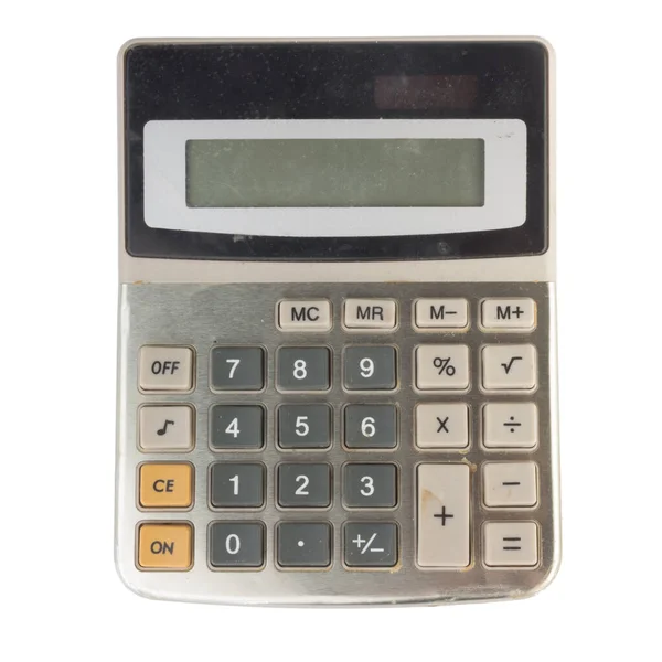 Калькулятор Старый Дефектный Грязный Изолирован Белом Фоне — стоковое фото