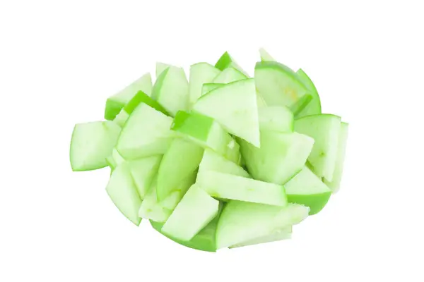 Apfelgrüner Haufen Stück Isoliert Auf Weißem Hintergrund — Stockfoto