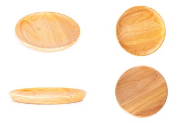 çanak tahta beyaz arkaplanda izole.