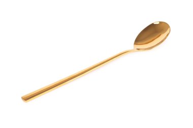 Kaşık altın sarısı beyaz arkaplanda izole.