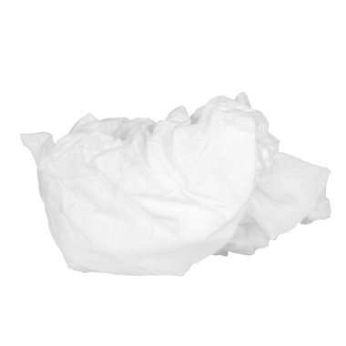 Beyaz arkaplanda izole edilmiş kağıt mendil topu.