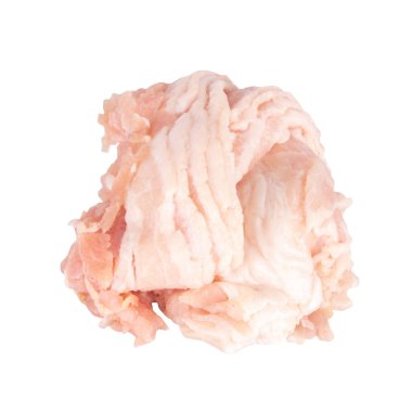 pastırma yığını beyaz arka planda taze izole.