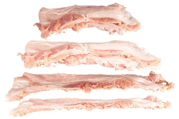 Bacon Pilha Fresco Isolado Fundo Branco — Fotografia de Stock