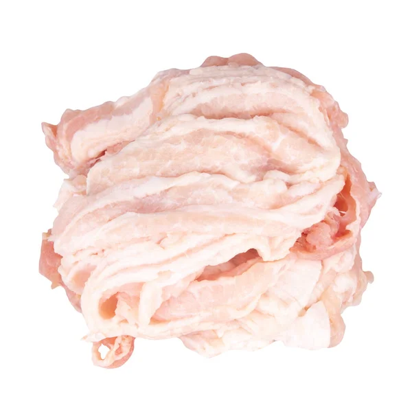 Bacon Pile Fresh Isolated White Background — Stock Photo, Image