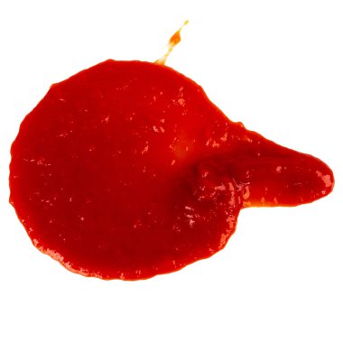 Beyaz arkaplanda ketçap sıçraması izole edildi.