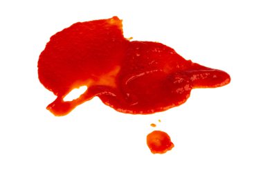 Beyaz arkaplanda ketçap sıçraması izole edildi.