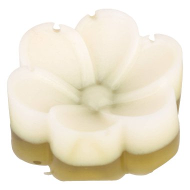 Beyaz arkaplanda çiçek şeklinde hindistan cevizi jölesi.