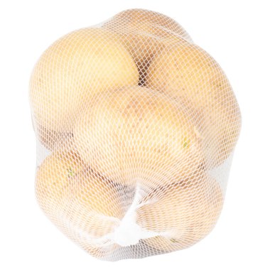 Patates çuvalı beyaz arkaplanda izole.