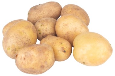 Patates beyaz arka plan yığınında izole edildi.