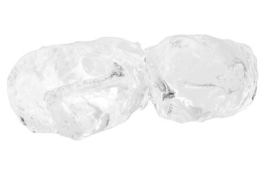 Beyaz arkaplanda izole buz küpleri.