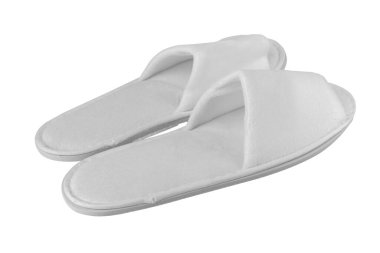 Beyaz arka planda ev terlikleri.