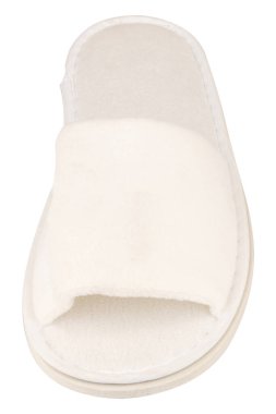 Beyaz arka planda ev terlikleri.