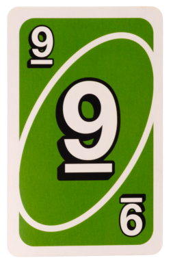 Kart oyunu rengi yeşil dokuz beyaz arkaplan üzerinde izole.